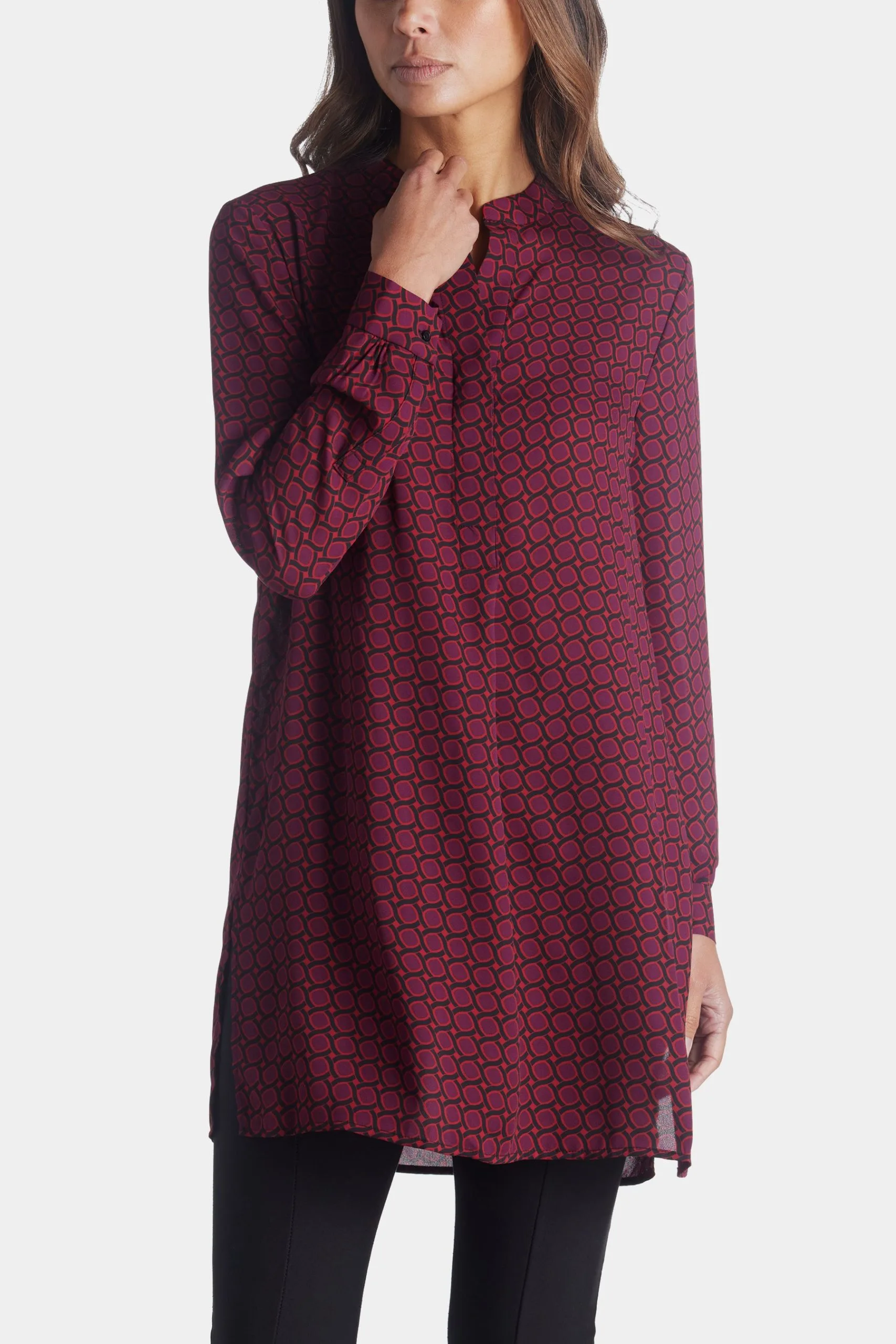 Anne Klein Printed Long Sleeve Pop-Over Tunic 8 Anne Klein Printed Long Sleeve Pop-Over Tunic - Image 6