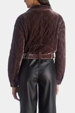 Avec Les Filles Velvet Quilted Cropped Moto Jacket -Jewelry Accessories 0ce653e4 2ff0 4367 9514 729055b8e1ce
