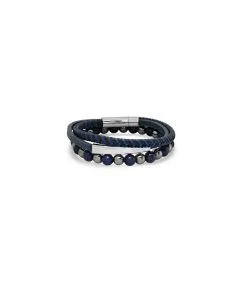 Anthony Jacobs Hematite, Lapis, And Leather Bracelets