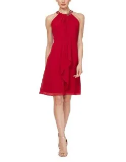 SL Fashions Short Halter Beaded Neck Dress -Jewelry Accessories 111105 1755352 3