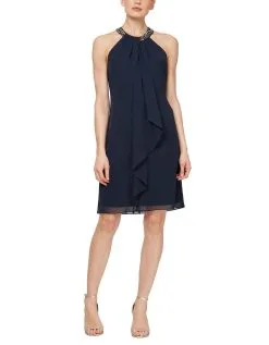 SL Fashions Short Halter Beaded Neck Dress -Jewelry Accessories 111105 1755352 9
