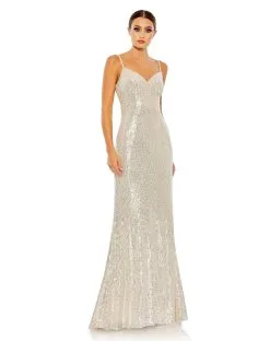 Ieena For Mac Duggal Sequined Sleeveless Column Gown