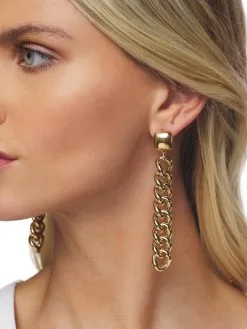 Kenneth Jay Lane Gold Links Drop Earring