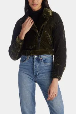 Avec Les Filles Velvet Quilted Cropped Moto Jacket -Jewelry Accessories 17bd1772 d37e 4ddc b5f2 55533be9b345
