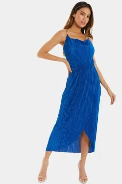 Quiz Plisse Chain Strap Midi Dress