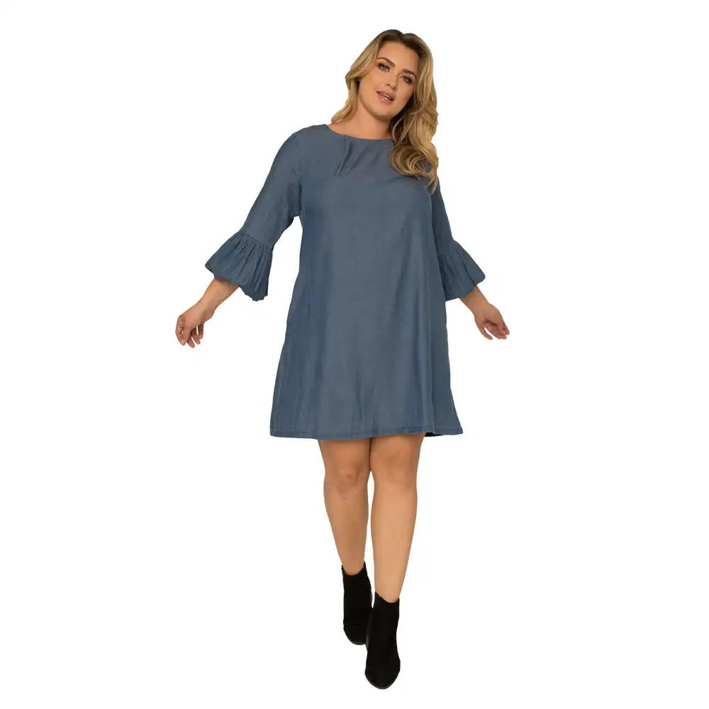 Standards & Practices Tencel Balloon Sleeves Midi Shift Dress 4 Standards & Practices Tencel Balloon Sleeves Midi Shift Dress - Image 2