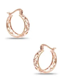 Lord & Taylor Jewelry Rose Gold Graduated Filligree Diamond Cut Hoop Earrings -Jewelry Accessories 20663 1786933 6