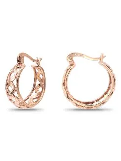 Lord & Taylor Jewelry Rose Gold Graduated Filligree Diamond Cut Hoop Earrings -Jewelry Accessories 20663 1786933 8
