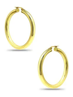 Lord & Taylor Jewelry 18K Gold 4X35mm Polished Hoop Earrings -Jewelry Accessories 22026 35 1786933 6