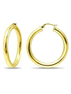 Lord & Taylor Jewelry 18K Gold 4X35mm Polished Hoop Earrings -Jewelry Accessories 22026 35 1786933 8