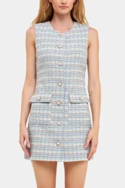 English Factory Metallic Tweed Shift Dress