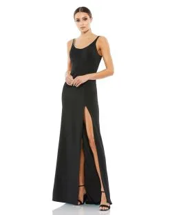 Ieena For Mac Duggal Sleeveless Beaded Scoop Neckline Column Gown