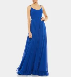 Ieena For Mac Duggal Sleeveless Scoop Neck Ruffled Hem Gown