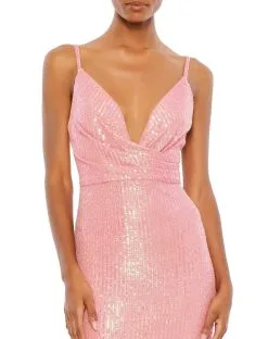 Ieena For Mac Duggal Sequined Draped V Neck Gown -Jewelry Accessories 26945 2003403 4