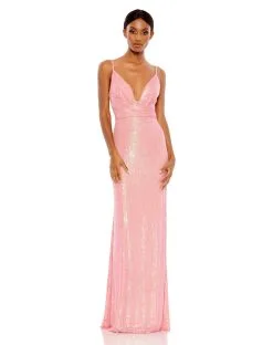 Ieena For Mac Duggal Sequined Draped V Neck Gown -Jewelry Accessories 26945 2003403 5 cb85e012 c2bc 40ab a865 2af5daeff308