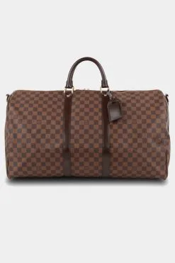 Louis Vuitton Keepall Bandouliere 55 Damier Ebene Travel Bag