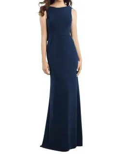 Dessy Collection Draped Backless Crepe Dress With Pockets -Jewelry Accessories 3061 3 1755352 3
