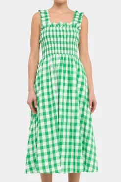 English Factory Check Print Smocked Dress -Jewelry Accessories 31edf08d 7672 4728 aa67 41fb5f4e773e