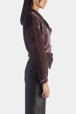 Avec Les Filles Velvet Quilted Cropped Moto Jacket -Jewelry Accessories 338306a4 75c9 4c44 9ec1 7141cfad13a4