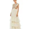 Mac Duggal Embroidered Bodice Cap Sleeve Ruffle Tiered Gown -Jewelry Accessories 35106 2003403 1