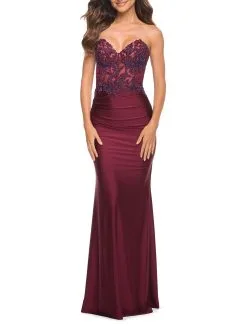 La Femme Stunning Strapless Jeweled Lace And Jersey Dress -Jewelry Accessories 36dcd0dc c311 41af abbf 7aa21c6fddf6