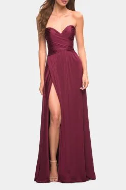 La Femme Simple Strapless Jersey Dress