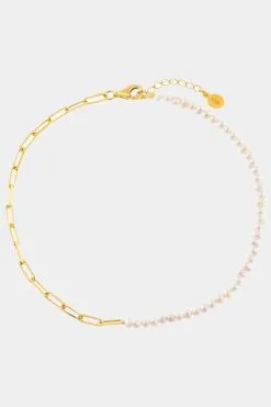 By Adina Eden Pearl X Link Anklet