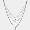 Mr. Ettika Triple Layered Antique Silver Necklace