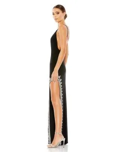 Mac Duggal Rhinestone Encrusted Side Slit Cami Body Con Gown -Jewelry Accessories 42002 2003403 7