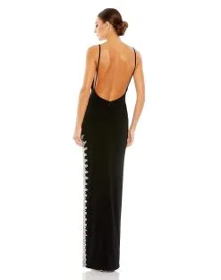 Mac Duggal Rhinestone Encrusted Side Slit Cami Body Con Gown -Jewelry Accessories 42002 2003403 8