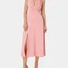 Aidan By Aidan Mattox V-Neck Satin Midi Dress -Jewelry Accessories 423bf83a 32c8 4486 8950 b4e88b80a767