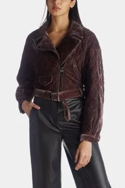 Avec Les Filles Velvet Quilted Cropped Moto Jacket -Jewelry Accessories 459c3e71 a325 486d 940f 5d64e8fcd330