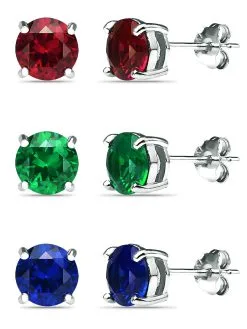 Lord & Taylor Jewelry Blue Sapphire, Green Quartz, Ruby Earring Set -Jewelry Accessories 49273d70 dd46 4777 b84f 051f586aaac0