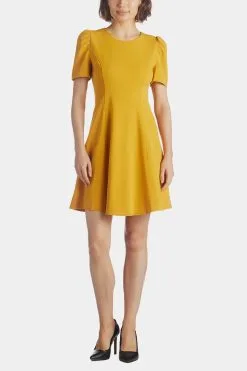 KARL LAGERFELD Scuba Crepe A-Line Puff Sleeve Dress