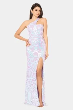 Blondie Nites Pattern Sequin One Shoulder Dress