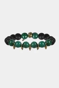 Mr. Ettika Truth Or Dare Black And Green Agate Stretch Bracelet
