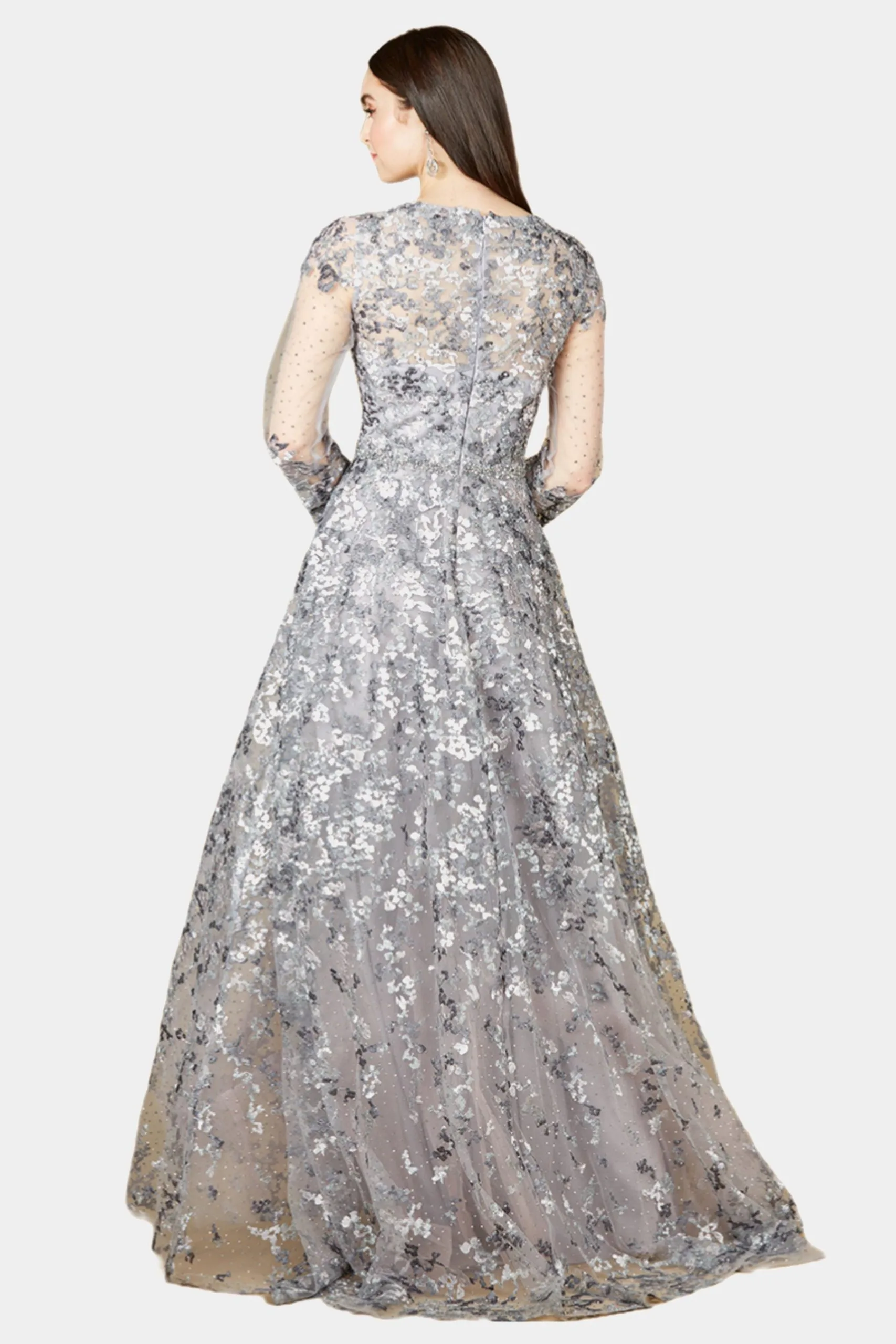 Lara A-line Gown With Long Sleeves, V-Neckline 6 Lara A-line Gown With Long Sleeves, V-Neckline - Image 4