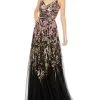 Mac Duggal V Neck Spaghetti Strap Gown -Jewelry Accessories 5671 1832737 1