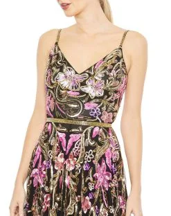 Mac Duggal V Neck Spaghetti Strap Gown -Jewelry Accessories 5671 1832737 3