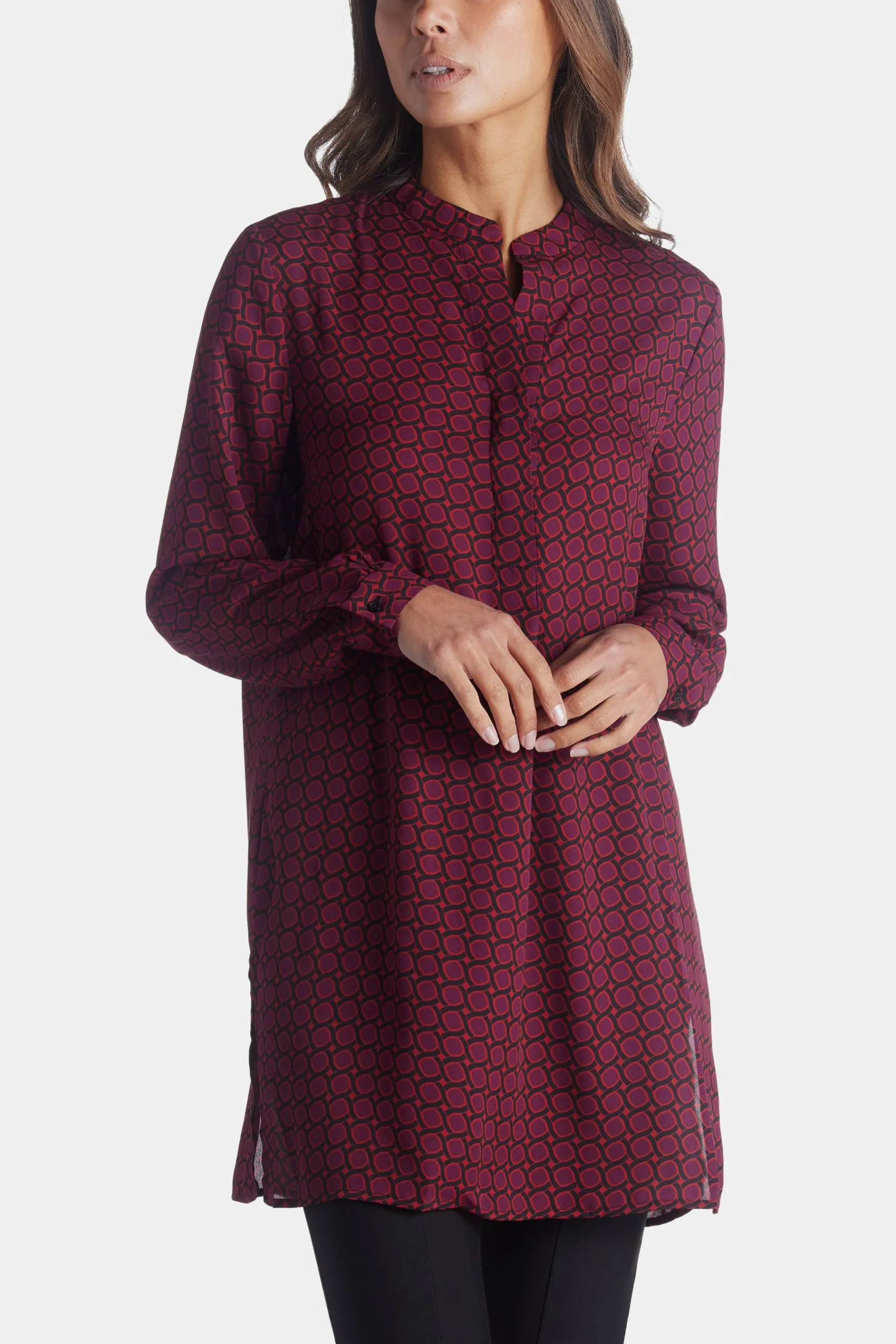 Anne Klein Printed Long Sleeve Pop-Over Tunic 3 Anne Klein Printed Long Sleeve Pop-Over Tunic