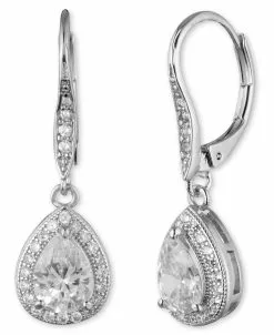 Anne Klein Crystal Silver-Tone Pearl Drop Earrings -Jewelry Accessories 60422582 G03 1761141 2
