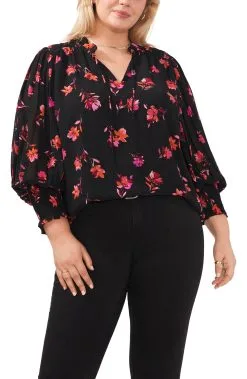 Vince Camuto Pleated Sleeve Smocked Detail Blouse -Jewelry Accessories 65cc2648 ae44 453b b19e 905bfad66ce1