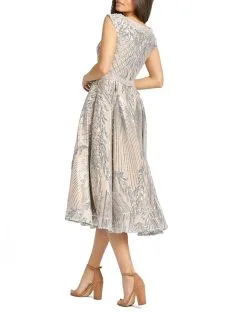 Mac Duggal V Neck Midi Dress -Jewelry Accessories 67533 1831172 3