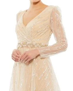 Mac Duggal Long Sleeve A-Line Gown -Jewelry Accessories 67859 1755358 3