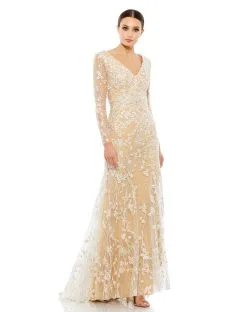 Mac Duggal Embroidered V Neck Long Sleeve Trumpet Gown -Jewelry Accessories 67892 1889731 4 1080e7f8 bb29 42a8 b184 eaa8ba707dcf