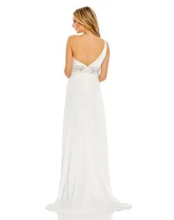 Mac Duggal Pleated One Shoulder Beaded Waist Gown 10 Mac Duggal Pleated One Shoulder Beaded Waist Gown -Jewelry Accessories 68170 2003403 3