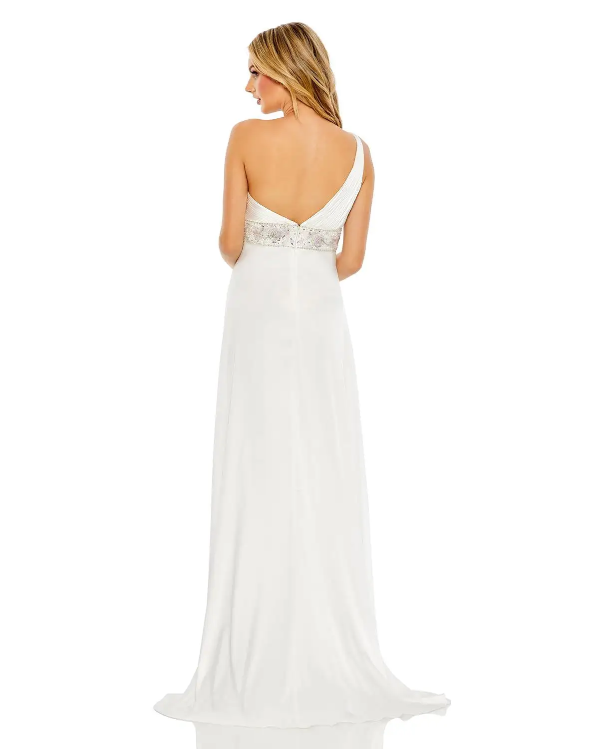 Mac Duggal Pleated One Shoulder Beaded Waist Gown 5 Mac Duggal Pleated One Shoulder Beaded Waist Gown - Image 3