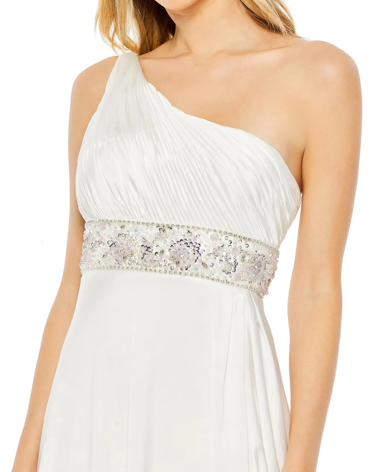 Mac Duggal Pleated One Shoulder Beaded Waist Gown 6 Mac Duggal Pleated One Shoulder Beaded Waist Gown - Image 4