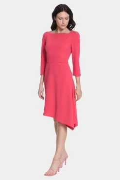 Donna Morgan Asymmetrical Hem Scuba Crepe Midi Dress