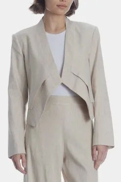 BCBGMAXAZRIA Striped Linen Asymmetric Blazer